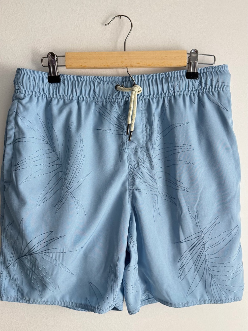 Laguna B Light Blue Palm-Leaf Swim Trunks